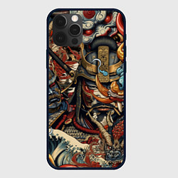 Чехол для iPhone 12 Pro Max Дракон и самурай в стиле татуировки ирезуми, цвет: 3D-черный