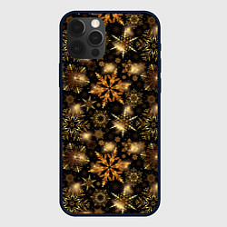 Чехол iPhone 12 Pro Max Золотые снежинки