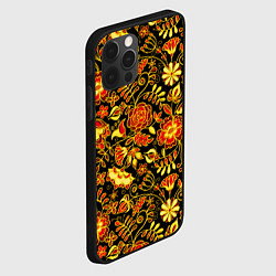 Чехол для iPhone 12 Pro Max Цветочный золотой узор, цвет: 3D-черный — фото 2