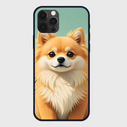 Чехол iPhone 12 Pro Max Шпиц и пальмы