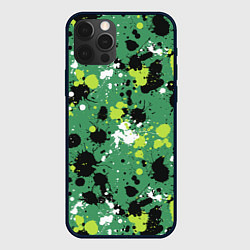 Чехол для iPhone 12 Pro Max Кляксы на зелёном, цвет: 3D-черный