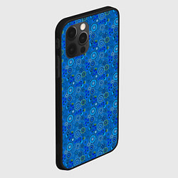Чехол для iPhone 12 Pro Max Этнический синий деревенский абстрактный узор, цвет: 3D-черный — фото 2
