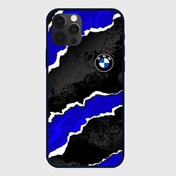Чехол для iPhone 12 Pro Max BMW - синие разрывы, цвет: 3D-черный