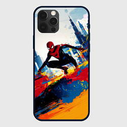 Чехол для iPhone 12 Pro Max Человек - паук и пролитая краска, цвет: 3D-черный