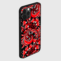 Чехол для iPhone 12 Pro Max Хохлома - красная роспись, цвет: 3D-черный — фото 2