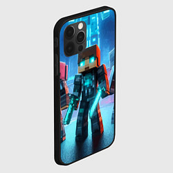 Чехол для iPhone 12 Pro Max Minecraft - ai art neon glow, цвет: 3D-черный — фото 2