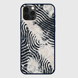 Чехол для iPhone 12 Pro Max Текстура гранж - абстрактные линии, цвет: 3D-черный