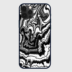 Чехол для iPhone 12 Pro Max Закрученные волны - чб абстракция, цвет: 3D-черный