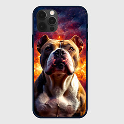 Чехол для iPhone 12 Pro Max Американский булль в космосе, цвет: 3D-черный