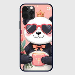 Чехол iPhone 12 Pro Max Панда с поздравлениями и с цветами