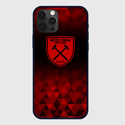 Чехол для iPhone 12 Pro Max West Ham red poly, цвет: 3D-черный