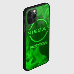 Чехол для iPhone 12 Pro Max Nissan - green gradient, цвет: 3D-черный — фото 2