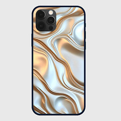 Чехол для iPhone 12 Pro Max Жидкое белое золото, цвет: 3D-черный