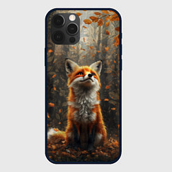 Чехол iPhone 12 Pro Max Довольный лис в лесной чаще