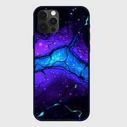 Чехол для iPhone 12 Pro Max Синяя звездная полоса в плите текстура, цвет: 3D-черный