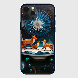 Чехол для iPhone 12 Pro Max Семья из трех лисиц, цвет: 3D-черный
