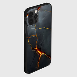 Чехол для iPhone 12 Pro Max Серая текстура с золотым изломом, цвет: 3D-черный — фото 2