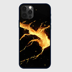 Чехол iPhone 12 Pro Max Золотой разлом на черной плите текстура