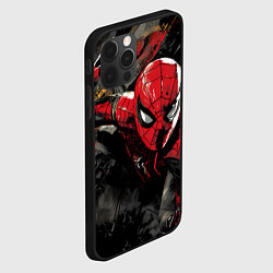 Чехол для iPhone 12 Pro Max Человек-паук и красная краска, цвет: 3D-черный — фото 2