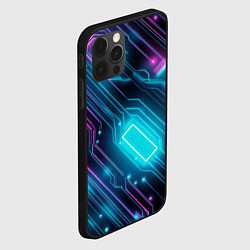 Чехол для iPhone 12 Pro Max Неоновый узор киберпанк микросхемы, цвет: 3D-черный — фото 2
