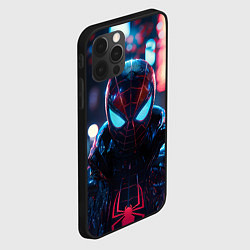 Чехол для iPhone 12 Pro Max Человек-паук в вечернем городе, цвет: 3D-черный — фото 2
