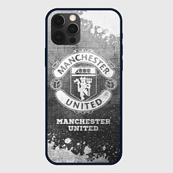 Чехол для iPhone 12 Pro Max Manchester United - grey gradient, цвет: 3D-черный