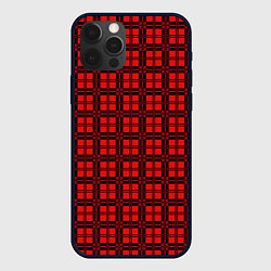 Чехол для iPhone 12 Pro Max Красно-коралловый клетка, цвет: 3D-черный