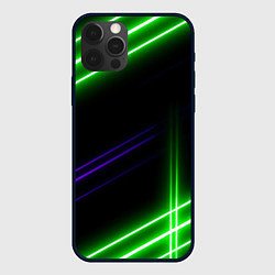 Чехол для iPhone 12 Pro Max Green pink purple line, цвет: 3D-черный