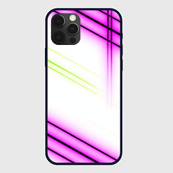 Чехол для iPhone 12 Pro Max Green white pink line, цвет: 3D-черный