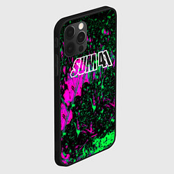 Чехол для iPhone 12 Pro Max Sum 41 неоновые краски, цвет: 3D-черный — фото 2