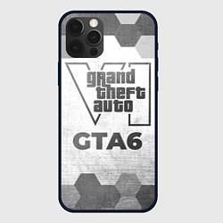 Чехол для iPhone 12 Pro Max GTA6 - white gradient, цвет: 3D-черный