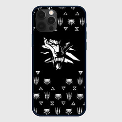 Чехол для iPhone 12 Pro Max Ведьмак логотипы, цвет: 3D-черный
