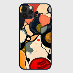 Чехол для iPhone 12 Pro Max Абстракция с кругами и краской, цвет: 3D-черный