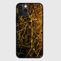 Чехол для iPhone 12 Pro Max Золотые царапины текстура, цвет: 3D-черный