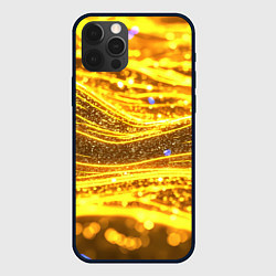 Чехол для iPhone 12 Pro Max Золотые блестящие волны, цвет: 3D-черный