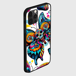 Чехол для iPhone 12 Pro Max Бабочка и череп - нейроарт паттерн, цвет: 3D-черный — фото 2