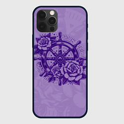 Чехол для iPhone 12 Pro Max Штурвал в розах, цвет: 3D-черный