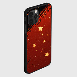 Чехол для iPhone 12 Pro Max Золотые звездочки на коричневой текстуре, цвет: 3D-черный — фото 2