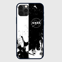 Чехол для iPhone 12 Pro Max Nasa черно белый огонь, цвет: 3D-черный