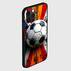 Чехол для iPhone 12 Pro Max Футбольный мяч в ярких линиях, цвет: 3D-черный — фото 2