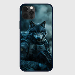 Чехол для iPhone 12 Pro Max Волк солдат, цвет: 3D-черный