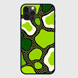 Чехол для iPhone 12 Pro Max Зеленая абстракция с кругами, цвет: 3D-черный