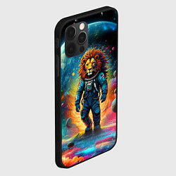 Чехол для iPhone 12 Pro Max Лев бравый космонавт - неоновый космос, цвет: 3D-черный — фото 2