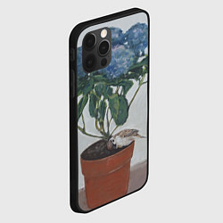 Чехол для iPhone 12 Pro Max Спящий воробушек на гортензии, цвет: 3D-черный — фото 2