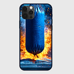 Чехол для iPhone 12 Pro Max Синяя боксерская груша в огне, цвет: 3D-черный