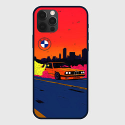 Чехол для iPhone 12 Pro Max БМВ красный закат, цвет: 3D-черный