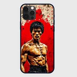 Чехол для iPhone 12 Pro Max Брюс Ли на красном, цвет: 3D-черный