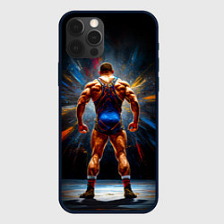 Чехол для iPhone 12 Pro Max Греко-римский борец на черном, цвет: 3D-черный