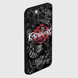 Чехол для iPhone 12 Pro Max Кукрыниксы логотип на фоне гитар, цвет: 3D-черный — фото 2