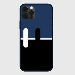 Чехол для iPhone 12 Pro Max Простая абстракция сине-чёрный с белым, цвет: 3D-черный